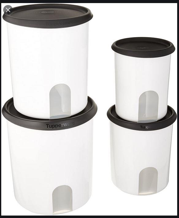 New- Tupperware One touch Canister Set- Black lids