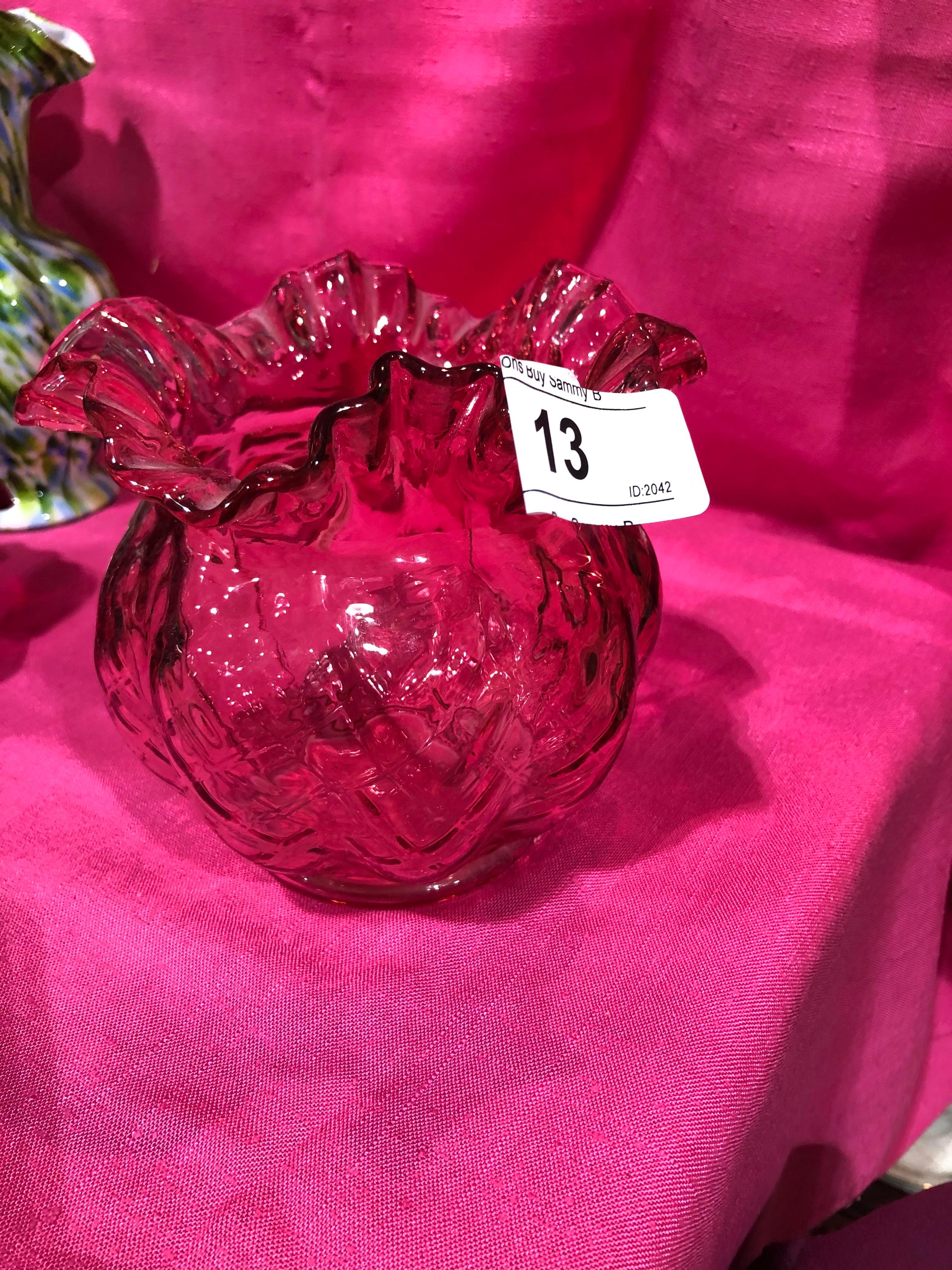 Fenton Pink Scalloped Edge Vase