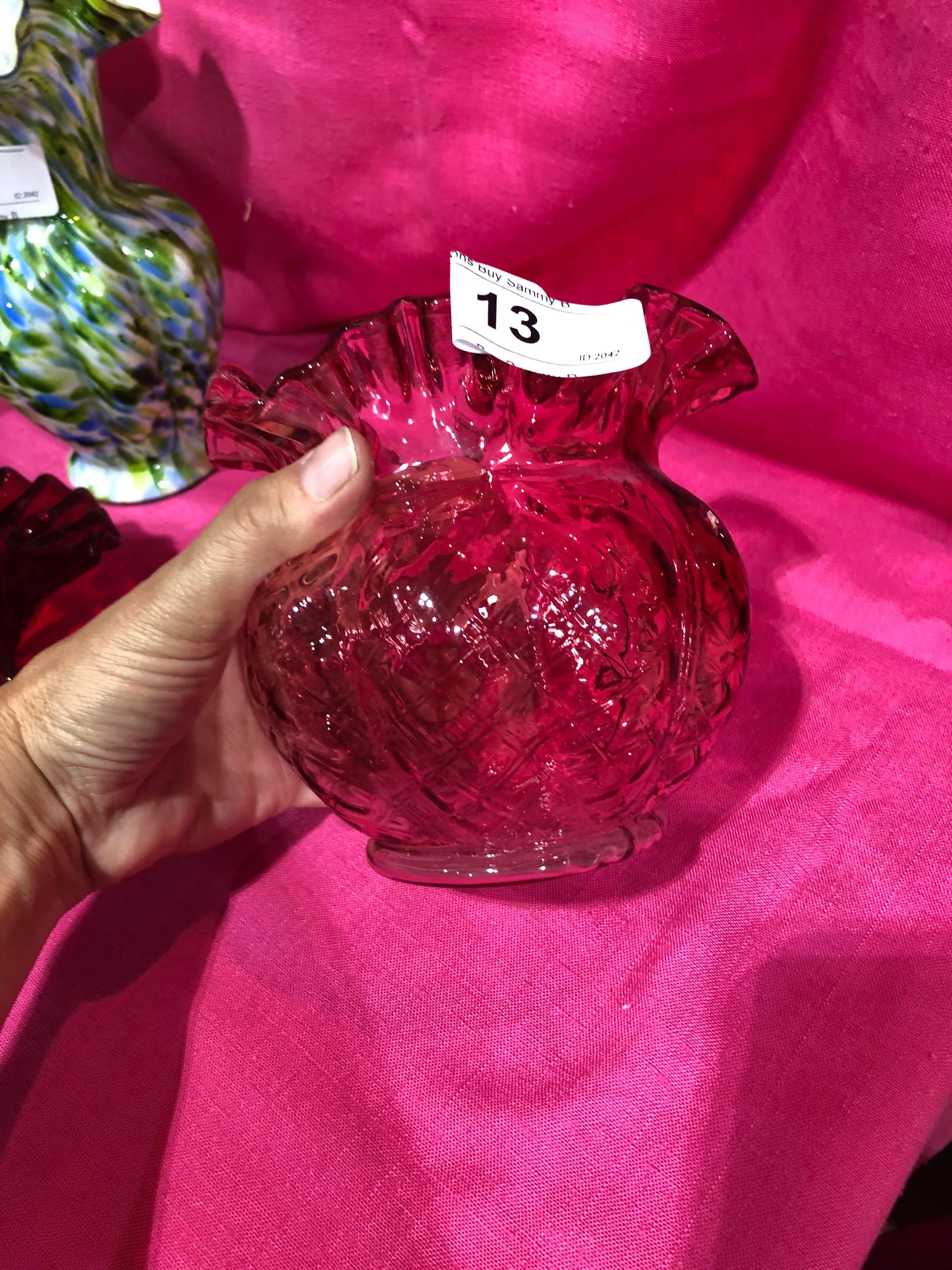 Fenton Pink Scalloped Edge Vase