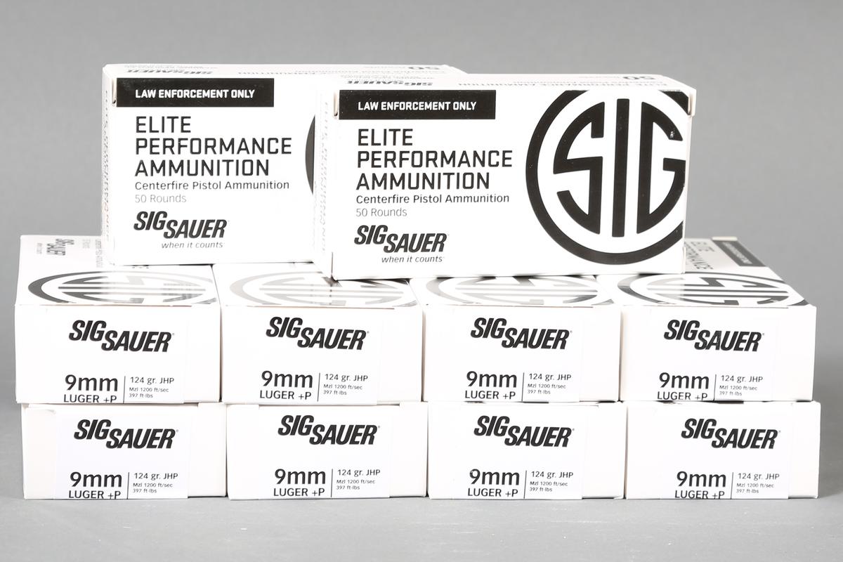 10 bxs Sig Sauer 9mm+P ammo