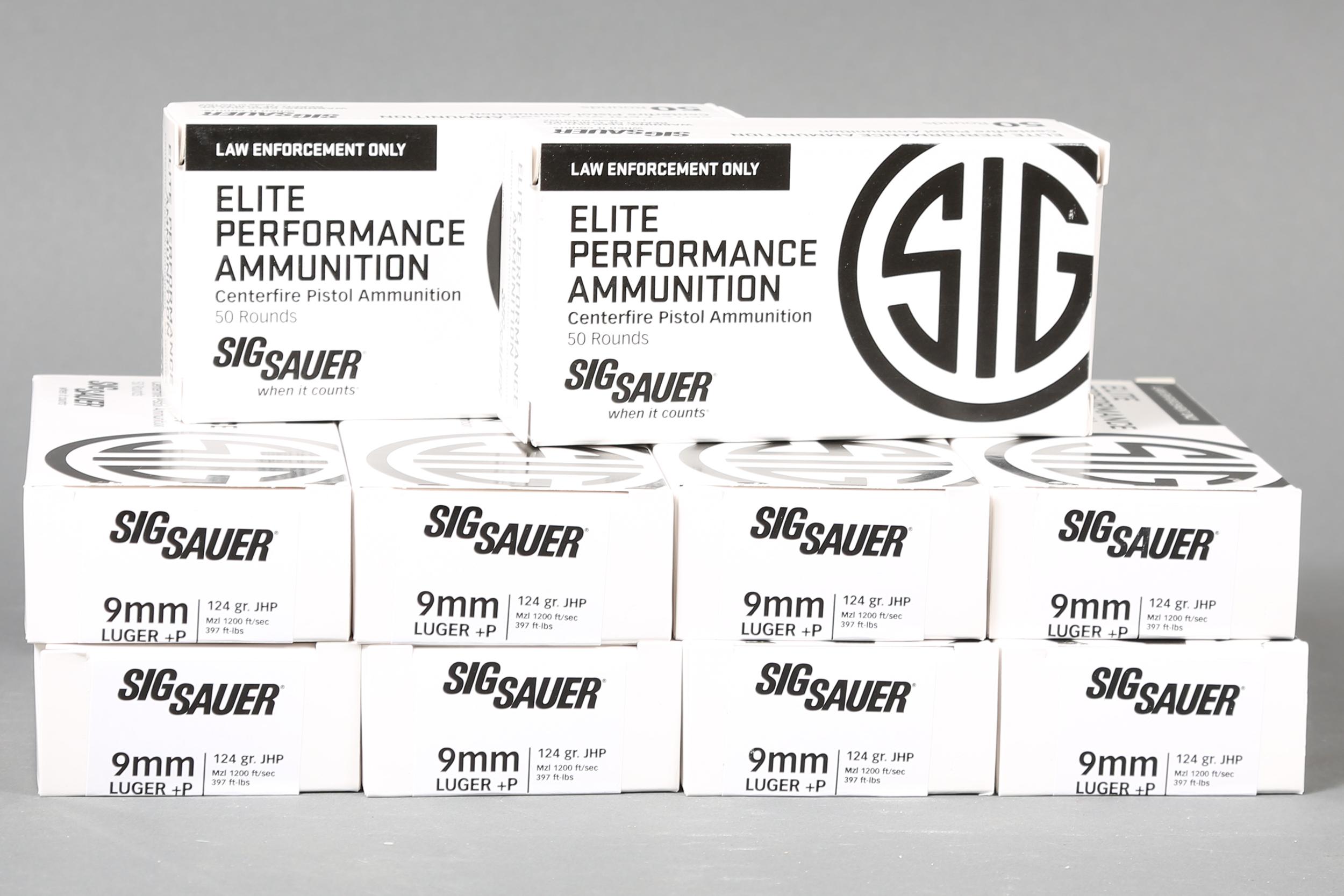 10 bxs Sig Sauer 9mm+P ammo