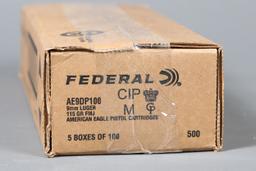 500rds Federal 9mm Luger ammo