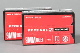 200rds Federal 9mm FMJ ammo