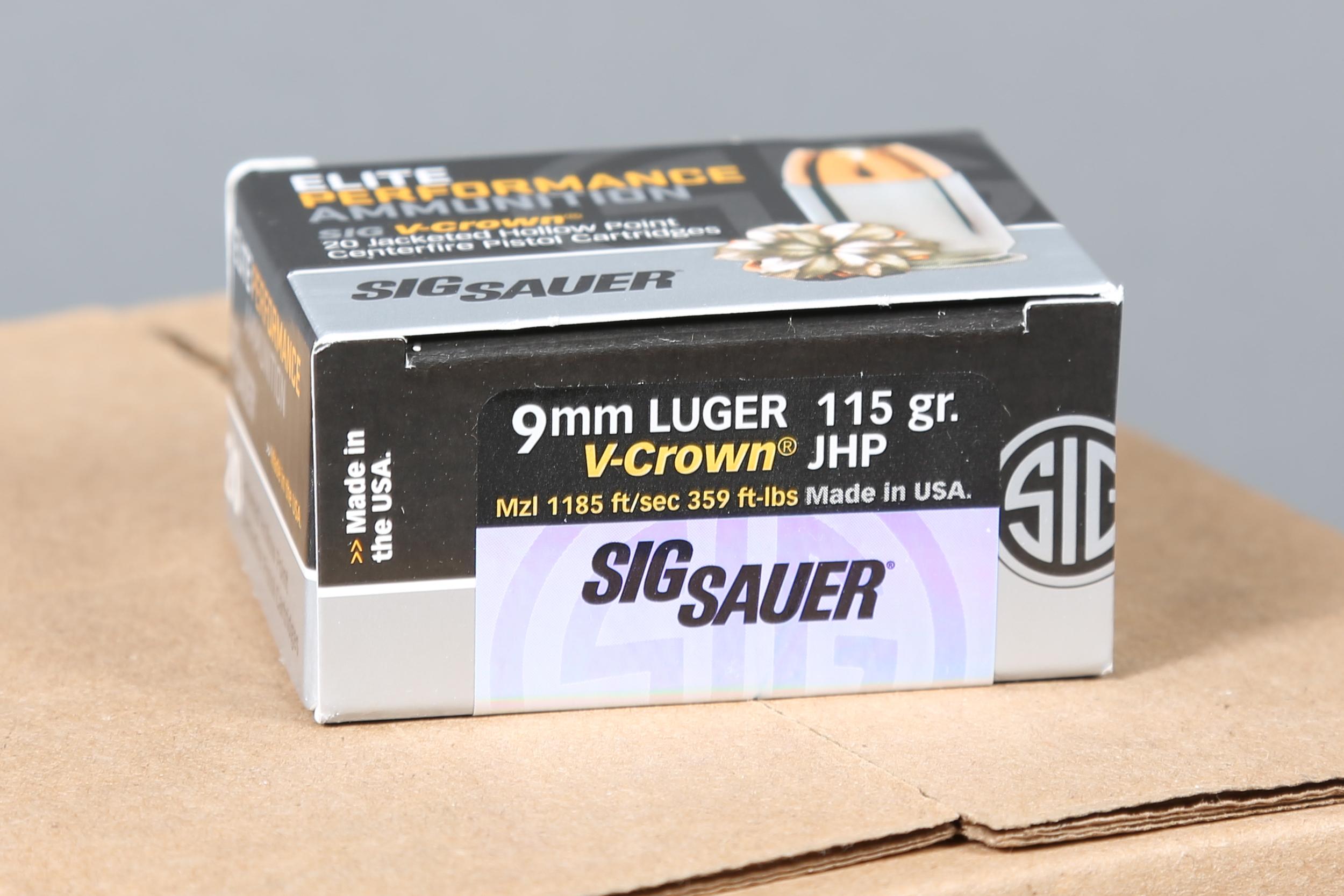 200rds Sig Sauer V-Crown 9mm ammo