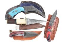 4 Custom Damascus knives