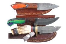 3 Custom Damascus knives