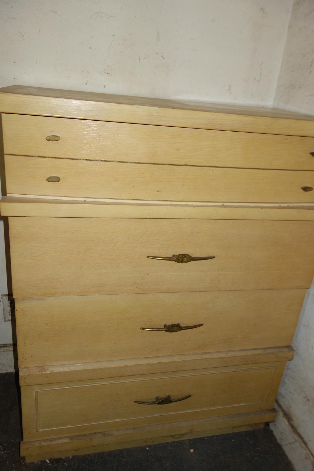 Vintage Chest Of Drawers Blonde Wood