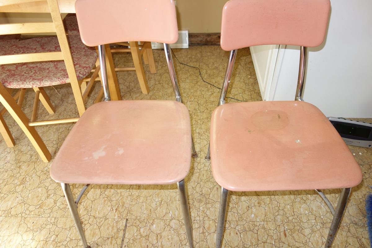 Vintage Hey Woodite Pink Plastic Chairs Set Of 2