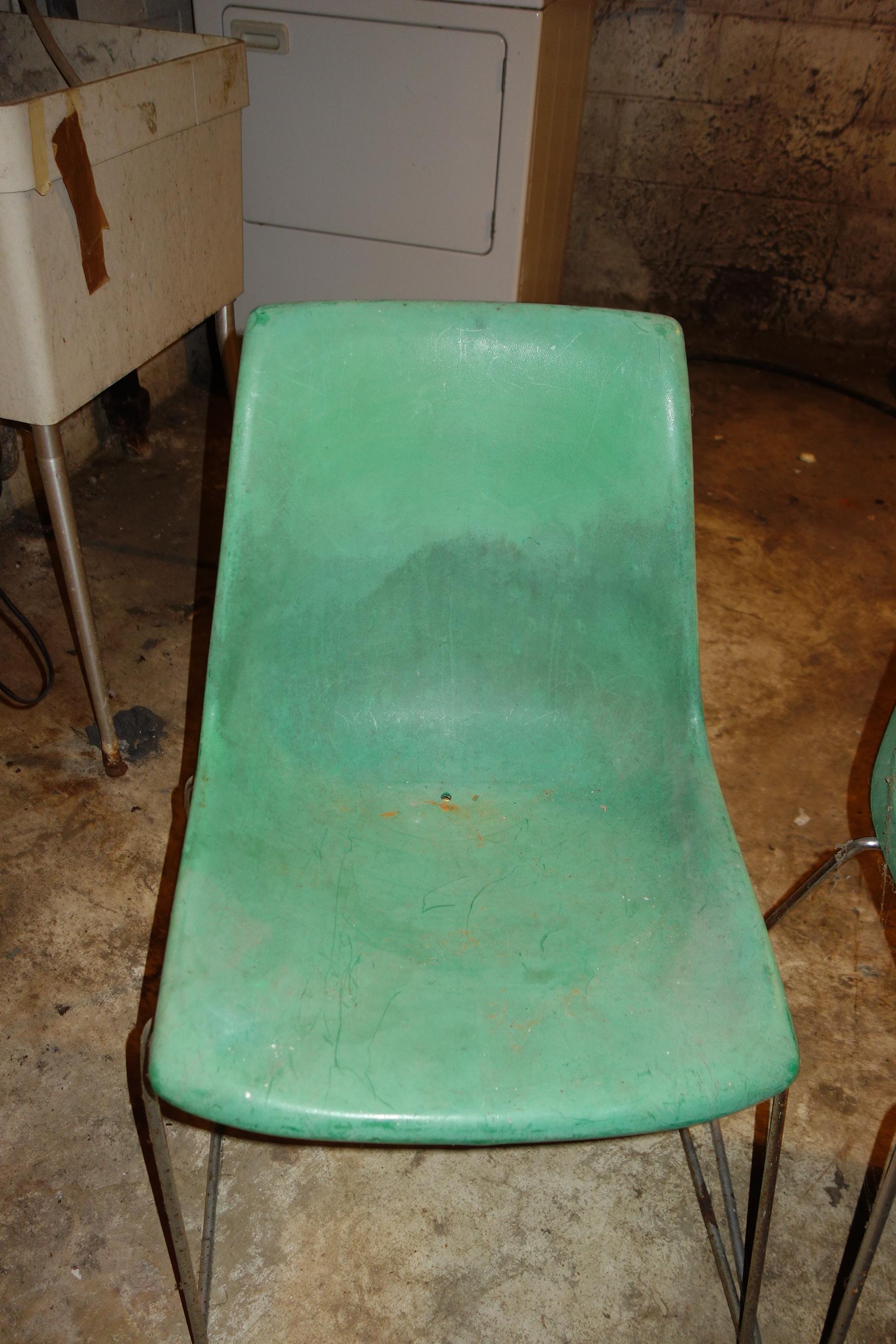 Vintage Krueger Green Bay Green Plastic Chairs Set Of 2