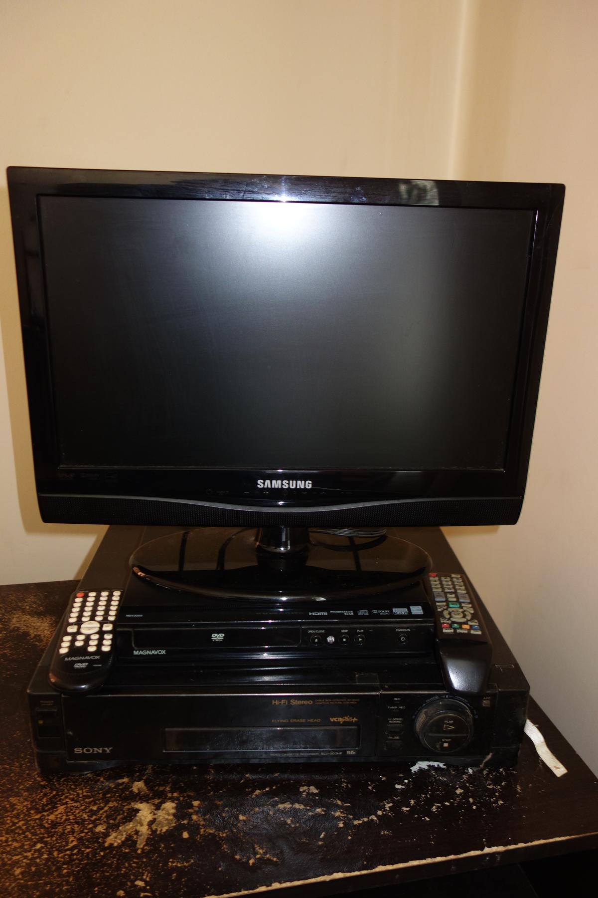 Samsung Tv/monitor, Sony Vcr And Magnavox Dvd
