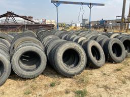 Six rows of truck tire casings