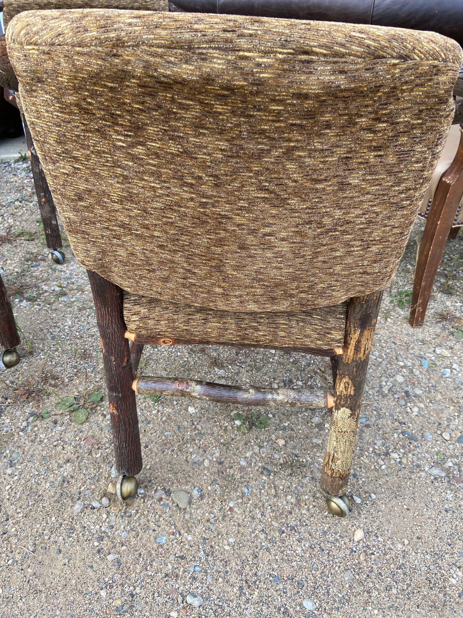 Set of four rustic chairs on casters Flat Rock furniture