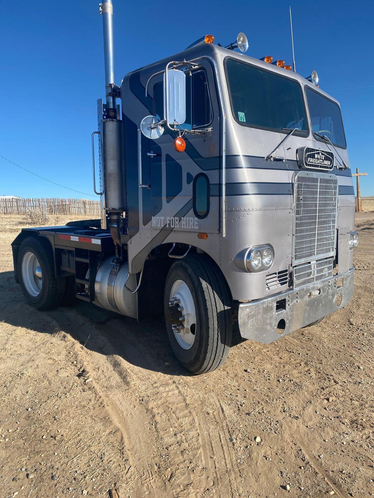 1973 white Freightliner single axle semi tractor