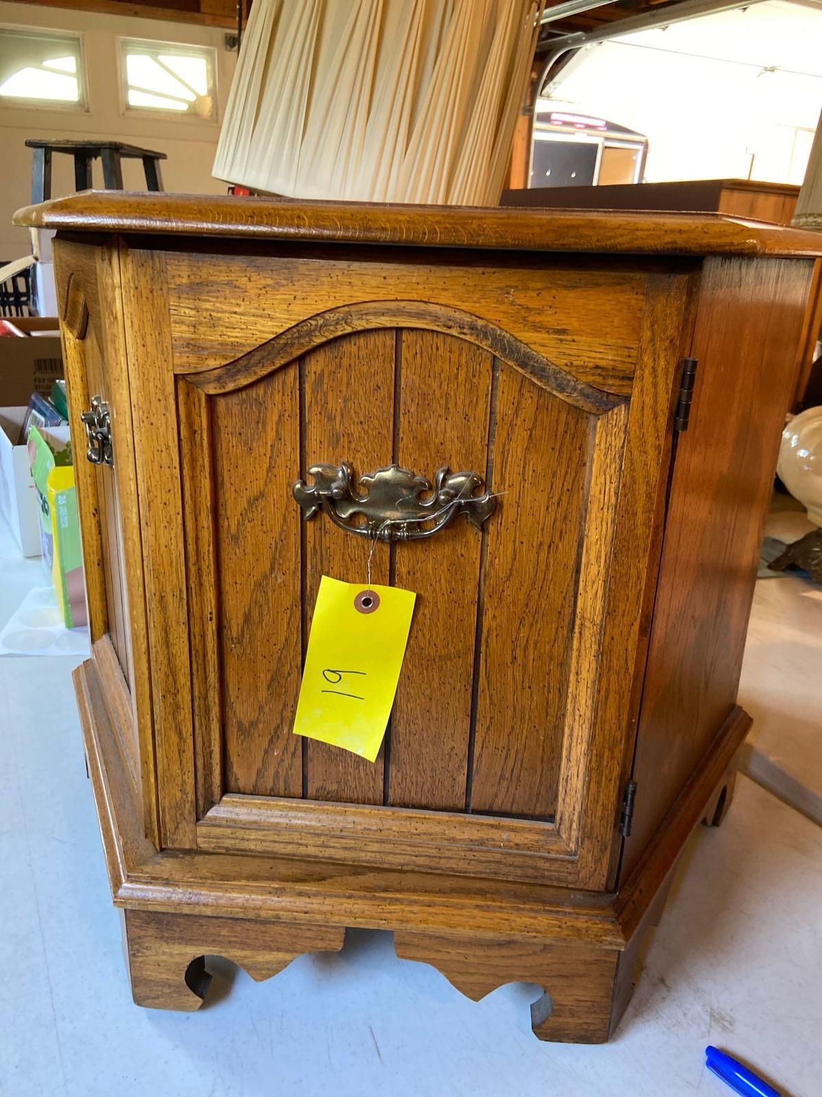 Wood end table cabinet