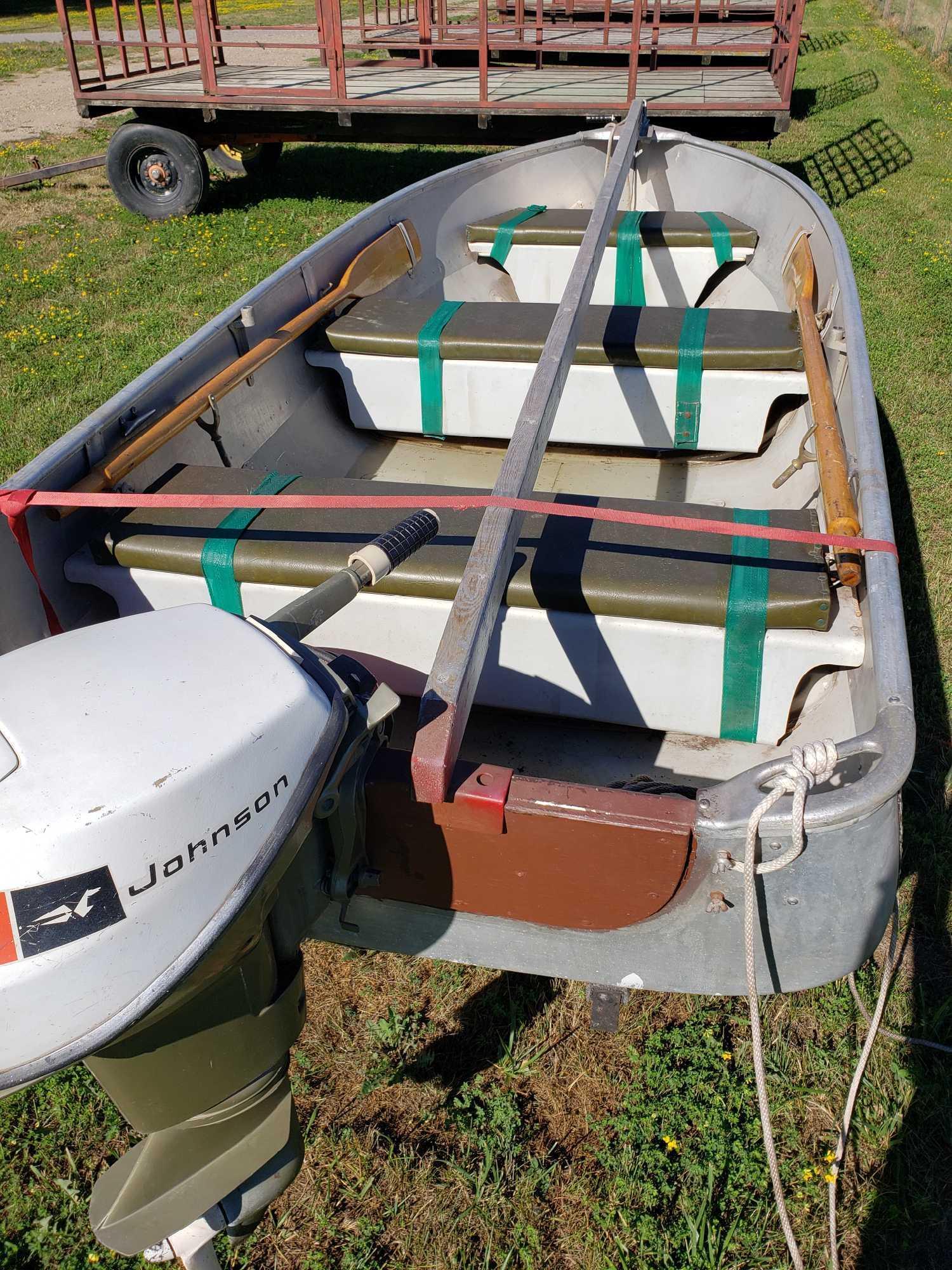 1974 Alumacraft 12 ft. Boat with Trailer and Johnson 9.5 Seahorse Motor