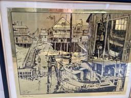 Lionel Barrymore water front gold print