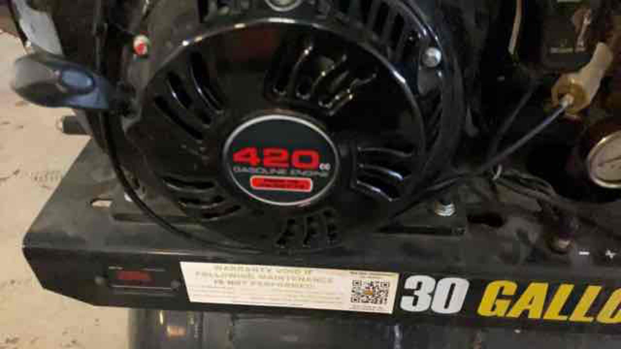 420 mL air compressor, 180 psi, 30 gallon