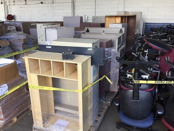 6 PALLETS OF FILE CABINETS,DESKS, SHELVES