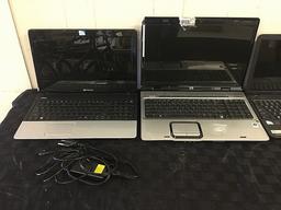 4 laptops GATEWAY, HP, TOSHIBA, SONY possibly locked, no charger Hard drive possibly remove, some da