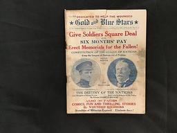 Vintage 1919 union associated press gold and blue star newspaper