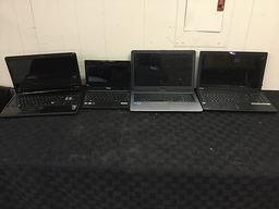 4 laptops,Toshiba, ASUS Possibly Locked No chargers, some damage