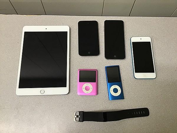 Fitness tracker, MP3 players, tablets possibly Locked no chargers iPod A1367 A1236 A1509 A1285 A1421