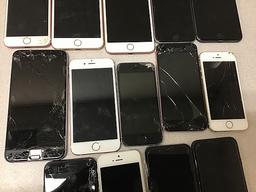 14 iPhones, possibly locked, some damage, Unknown activation status