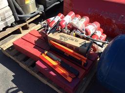 PALLET OF FIRE EXTINGUISHERS, REFLECTORS