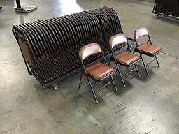 Cart with 43 folding chairs