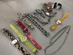 Assorted jewelry, watches