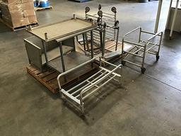 Pallet with metal carts, pallet with metal table and metal stand