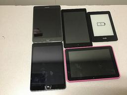 Tablets possibly locked, some damage, no chargers Samsung, amazon, iPad