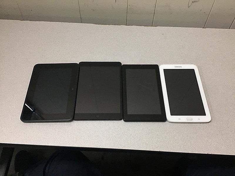 Tablets (Possibly locked Possibly locked, no chargers, some damage