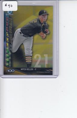 MITCH KELLER 2017 BOWMAN CHROME TOP 100 GOLD REFRACTOR ROOKIE CARD