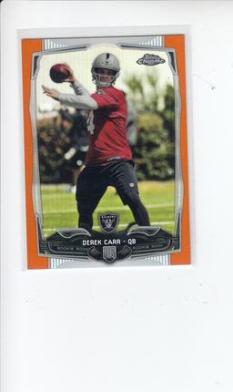 DEREK CARR 2014 TOPPS CHROME ORANGE REFRACTOR ROOKIE CARD