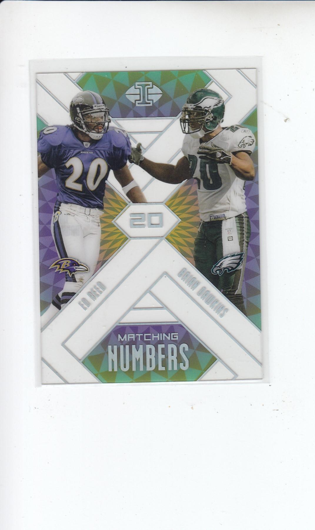 ED REED BRIAN DAWKINS 2018 PANINI ILLUSIONS MATCHING NUMBERS INSERT