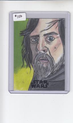 LUKE SKYWALKER 2018 TOPPS STAR WARS THE LAST JEDI SKETCH CARD BY ARTIST REES FINLAY. TRUE 1/1