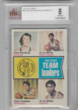 1974/75 TOPPS CARD #82 TEAM LEADERS CELTICS / GRADED