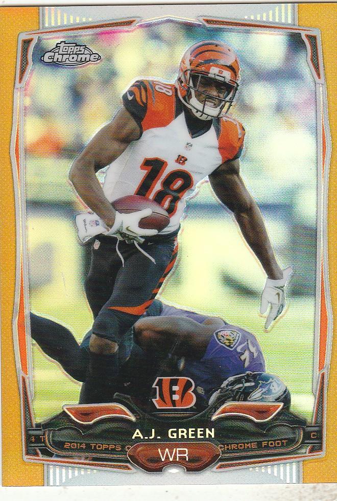 A J GREEN 2014 TOPPS CHROME MINI GOLD REFRACTOR CARD #45