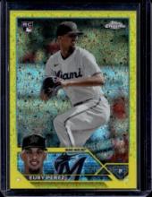 EURY PEREZ 2023 TOPPS CHROME UPDATE YELLOW REFRACTOR RC