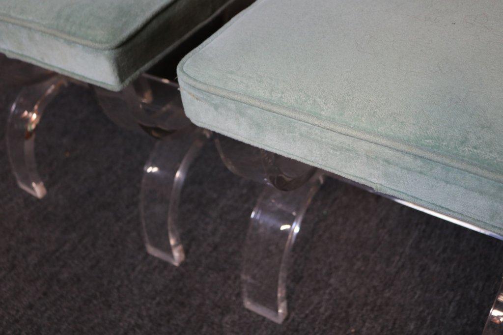 2 Mid Century Upholstered Lucite Stools