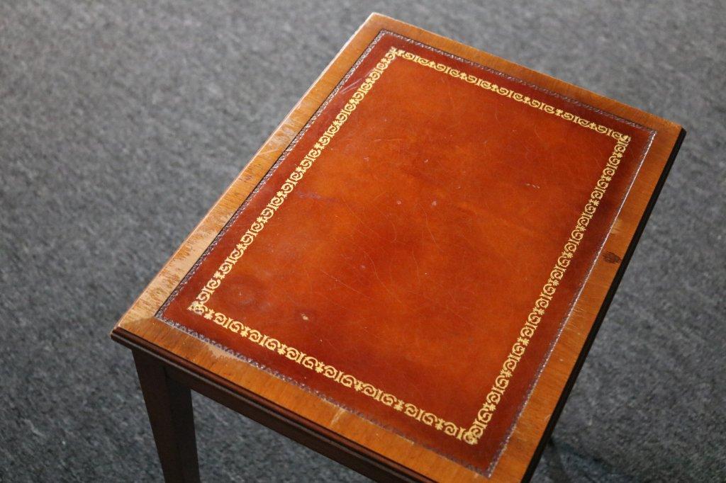 Antique Leather Top End Table