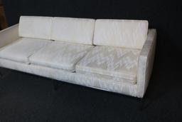 White Formal Living Room Sofa With Chrome Base