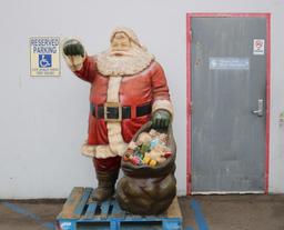 Large Fiberglass Santa Claus With Gift Bag