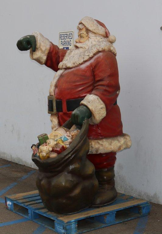 Large Fiberglass Santa Claus With Gift Bag