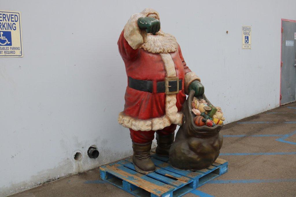 Large Fiberglass Santa Claus With Gift Bag