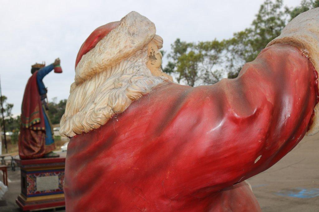 Large Fiberglass Santa Claus With Gift Bag