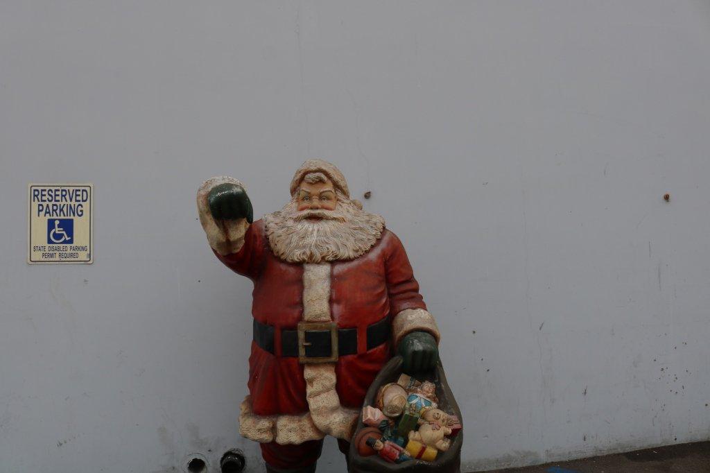 Large Fiberglass Santa Claus With Gift Bag