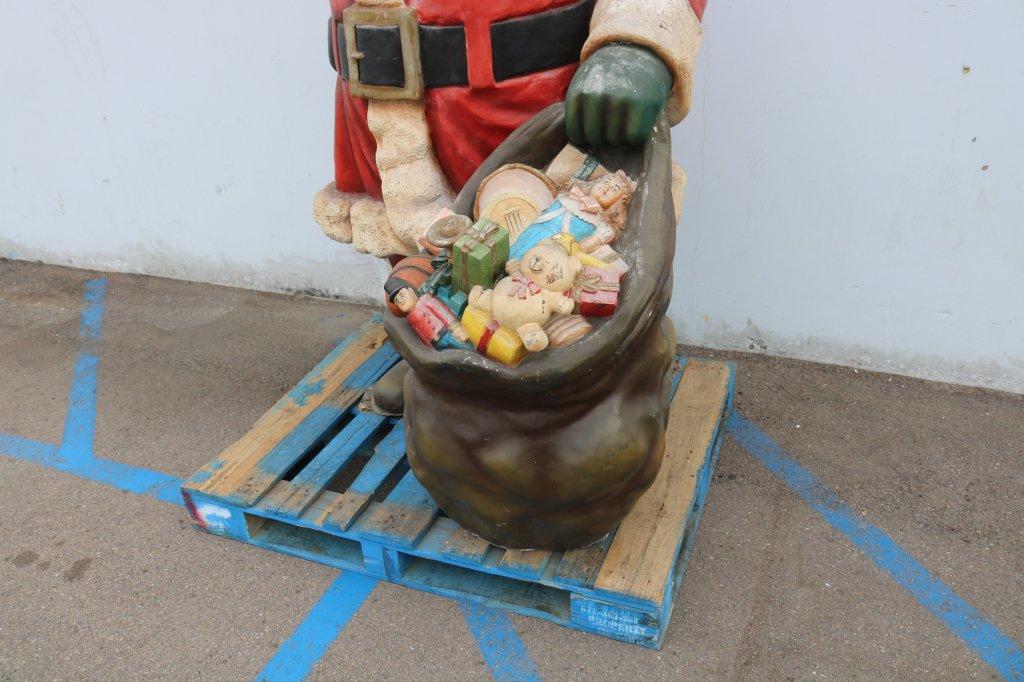 Large Fiberglass Santa Claus With Gift Bag