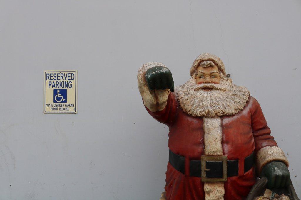 Large Fiberglass Santa Claus With Gift Bag